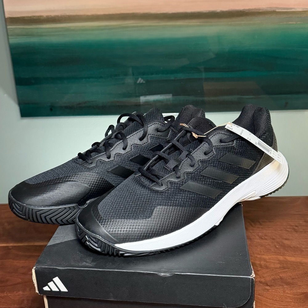 Adidas Men’s Gamecourt 2.0 Black and White Sneakers